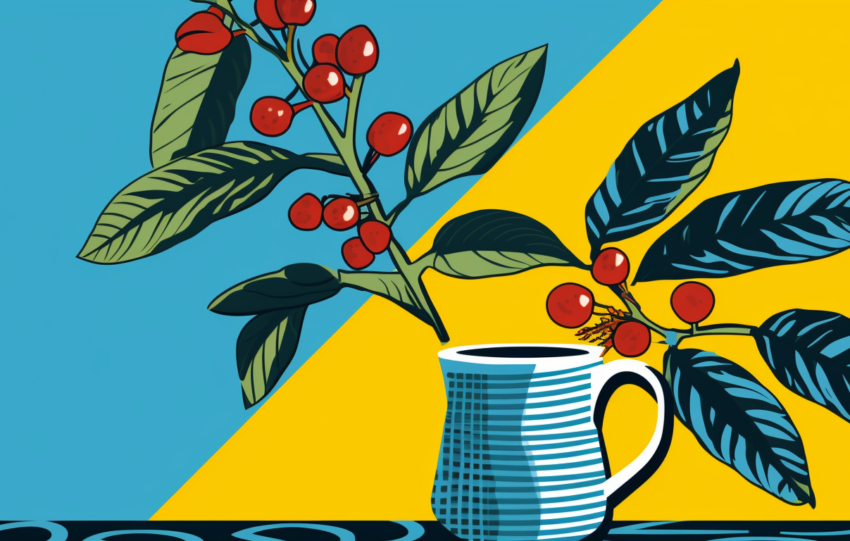 Image of coffee plant in the pop art style